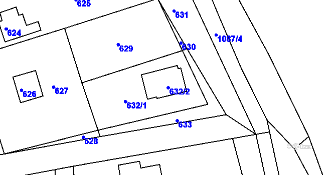 Parcela st. 632/2 v KÚ Světnov, Katastrální mapa