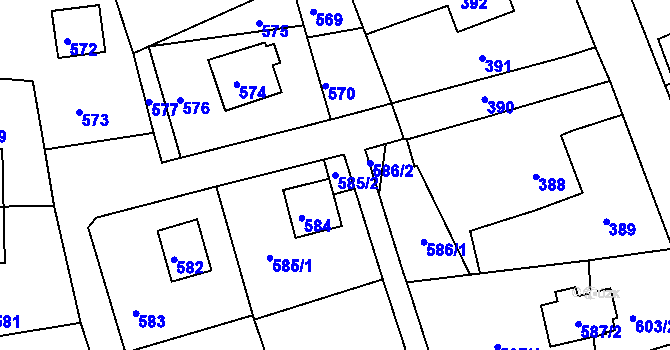 Parcela st. 585/2 v KÚ Světnov, Katastrální mapa