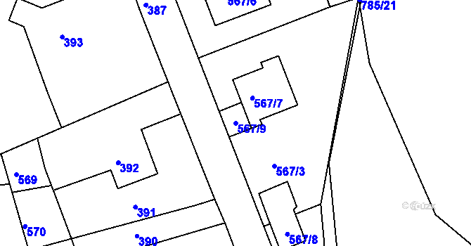 Parcela st. 567/9 v KÚ Světnov, Katastrální mapa