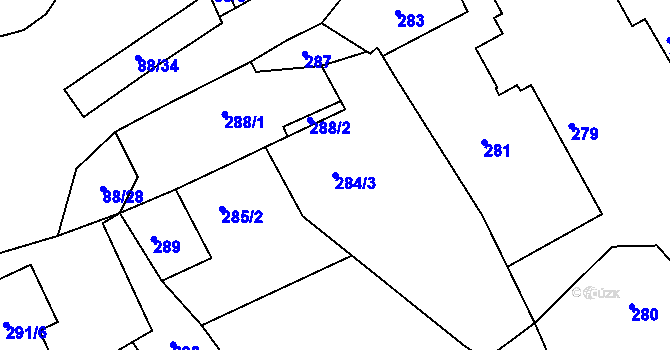 Parcela st. 284/3 v KÚ Světnov, Katastrální mapa