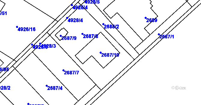 Parcela st. 2687/10 v KÚ Sviadnov, Katastrální mapa