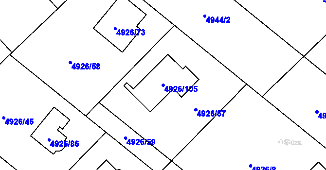 Parcela st. 4926/105 v KÚ Sviadnov, Katastrální mapa