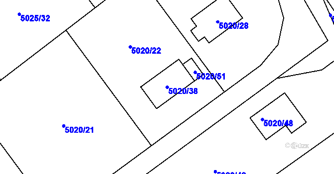 Parcela st. 5020/38 v KÚ Sviadnov, Katastrální mapa