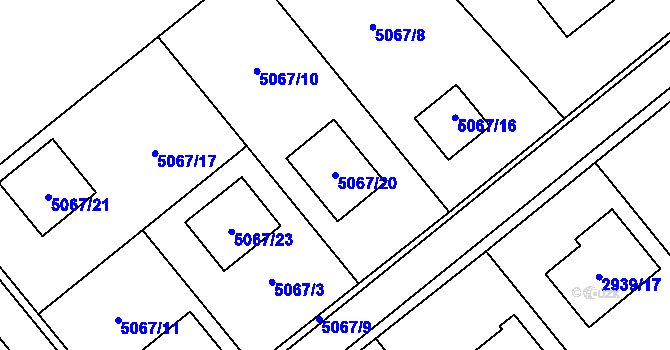 Parcela st. 5067/20 v KÚ Sviadnov, Katastrální mapa