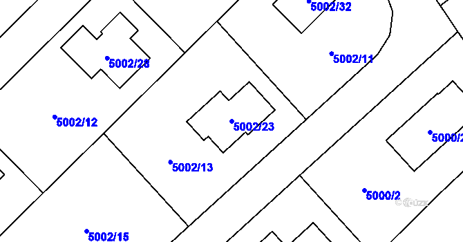 Parcela st. 5002/23 v KÚ Sviadnov, Katastrální mapa
