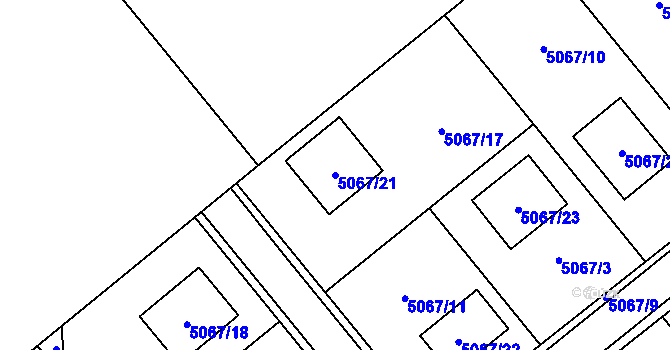Parcela st. 5067/21 v KÚ Sviadnov, Katastrální mapa