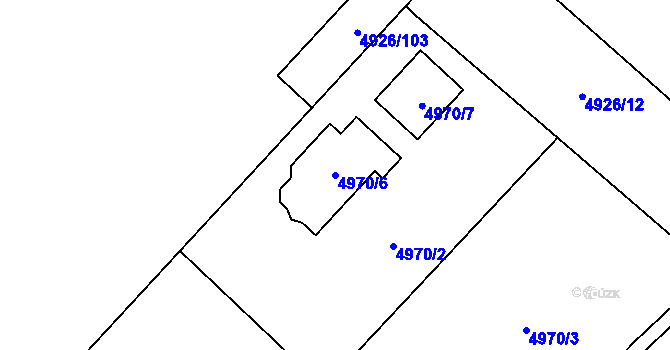 Parcela st. 4970/6 v KÚ Sviadnov, Katastrální mapa