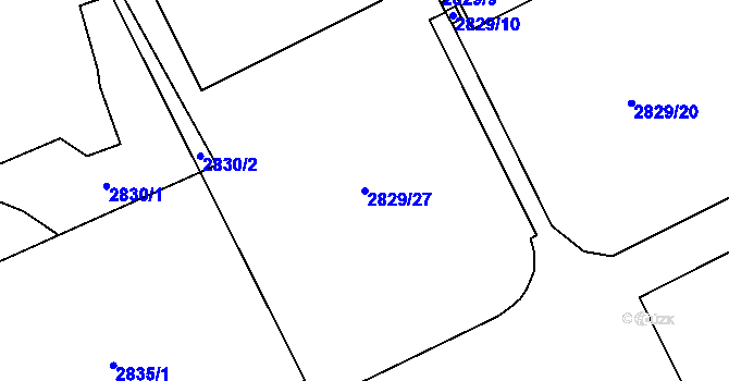 Parcela st. 2829/27 v KÚ Sviadnov, Katastrální mapa