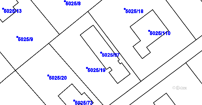 Parcela st. 5025/97 v KÚ Sviadnov, Katastrální mapa