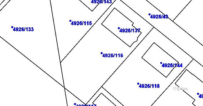 Parcela st. 4926/116 v KÚ Sviadnov, Katastrální mapa