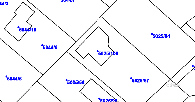 Parcela st. 5025/100 v KÚ Sviadnov, Katastrální mapa