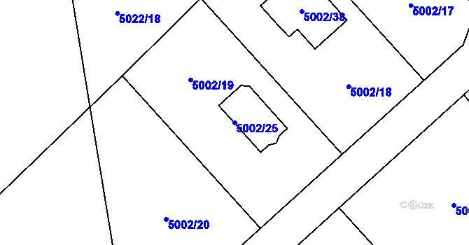 Parcela st. 5002/25 v KÚ Sviadnov, Katastrální mapa