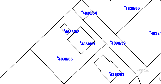 Parcela st. 4838/81 v KÚ Sviadnov, Katastrální mapa