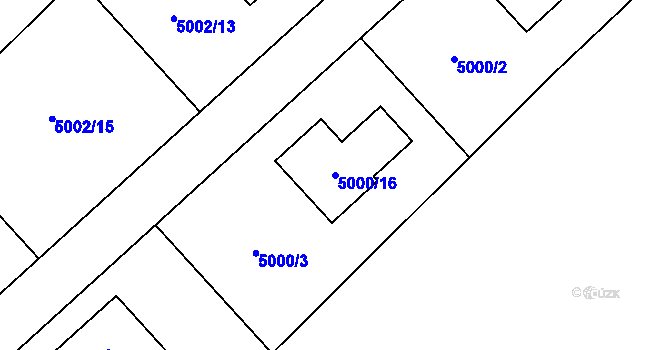 Parcela st. 5000/16 v KÚ Sviadnov, Katastrální mapa