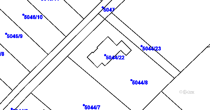 Parcela st. 5044/22 v KÚ Sviadnov, Katastrální mapa