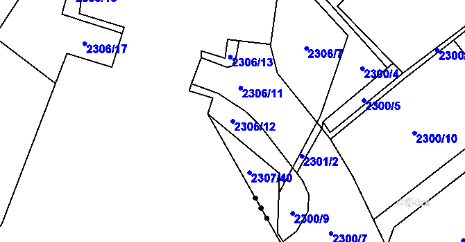 Parcela st. 2306/12 v KÚ Sviadnov, Katastrální mapa