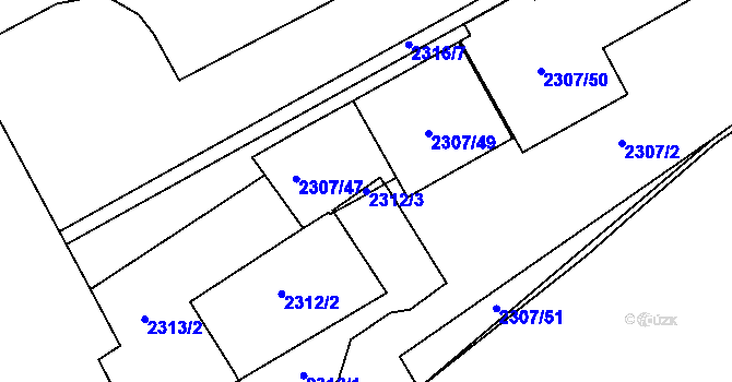 Parcela st. 2312/3 v KÚ Sviadnov, Katastrální mapa