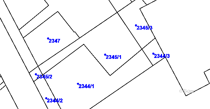 Parcela st. 2345/1 v KÚ Sviadnov, Katastrální mapa