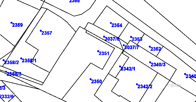 Parcela st. 2351 v KÚ Sviadnov, Katastrální mapa