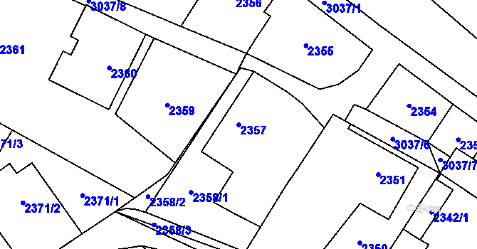 Parcela st. 2357 v KÚ Sviadnov, Katastrální mapa