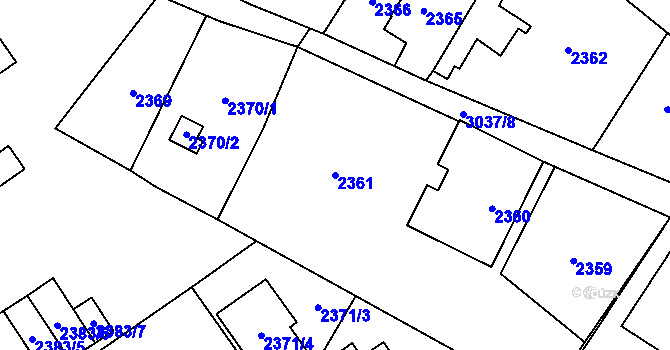 Parcela st. 2361 v KÚ Sviadnov, Katastrální mapa