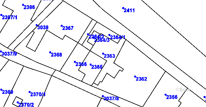 Parcela st. 2363 v KÚ Sviadnov, Katastrální mapa