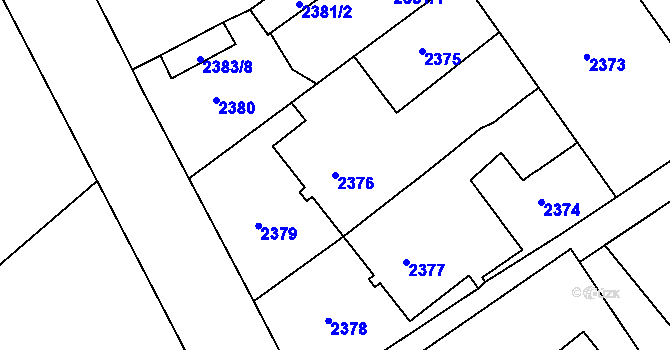 Parcela st. 2376 v KÚ Sviadnov, Katastrální mapa