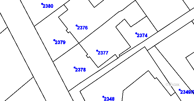 Parcela st. 2377 v KÚ Sviadnov, Katastrální mapa