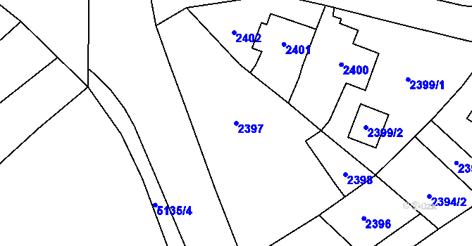 Parcela st. 2397 v KÚ Sviadnov, Katastrální mapa
