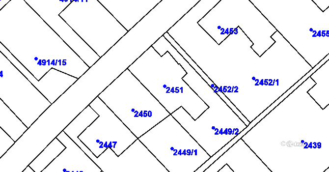 Parcela st. 2451 v KÚ Sviadnov, Katastrální mapa