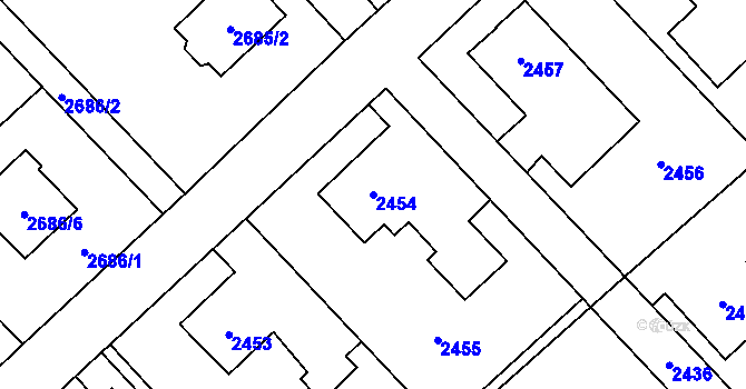Parcela st. 2454 v KÚ Sviadnov, Katastrální mapa
