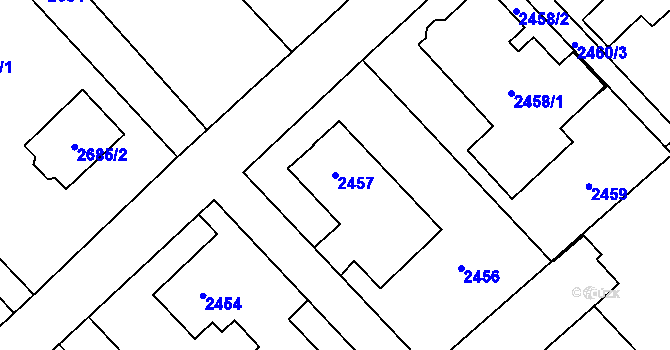 Parcela st. 2457 v KÚ Sviadnov, Katastrální mapa