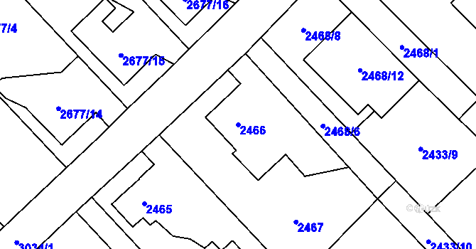Parcela st. 2466 v KÚ Sviadnov, Katastrální mapa