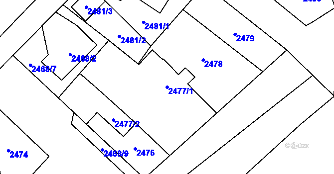 Parcela st. 2477/1 v KÚ Sviadnov, Katastrální mapa