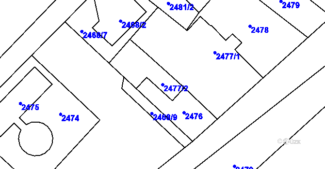 Parcela st. 2477/2 v KÚ Sviadnov, Katastrální mapa