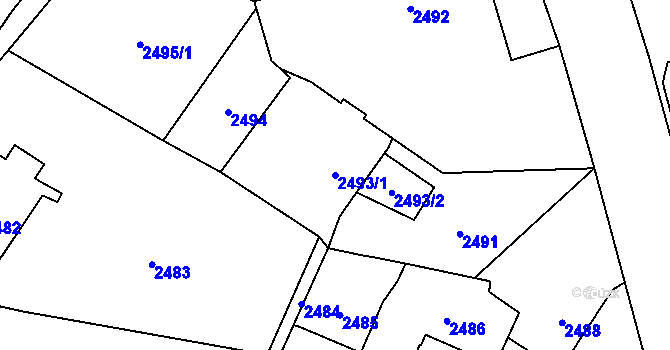 Parcela st. 2493/1 v KÚ Sviadnov, Katastrální mapa