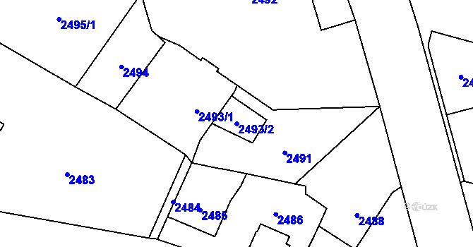 Parcela st. 2493/2 v KÚ Sviadnov, Katastrální mapa