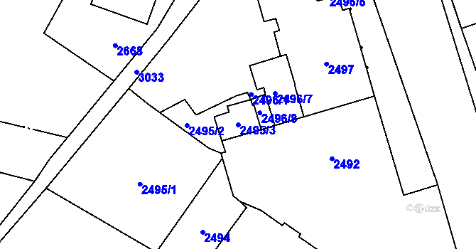 Parcela st. 2495/3 v KÚ Sviadnov, Katastrální mapa