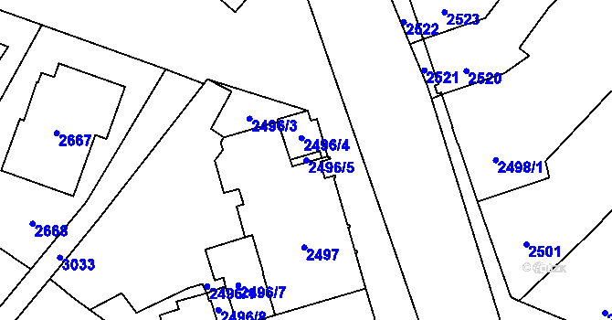 Parcela st. 2496/5 v KÚ Sviadnov, Katastrální mapa