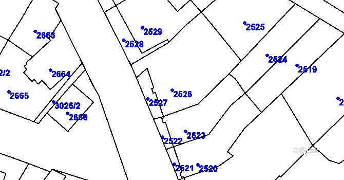 Parcela st. 2526 v KÚ Sviadnov, Katastrální mapa