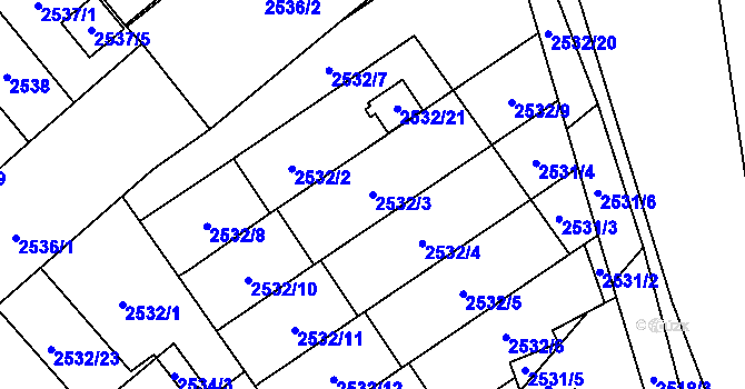 Parcela st. 2532/3 v KÚ Sviadnov, Katastrální mapa
