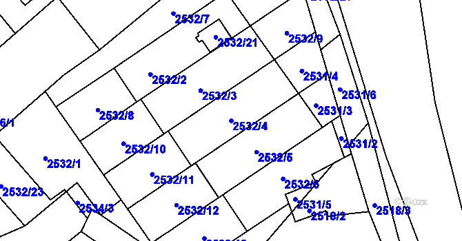 Parcela st. 2532/4 v KÚ Sviadnov, Katastrální mapa