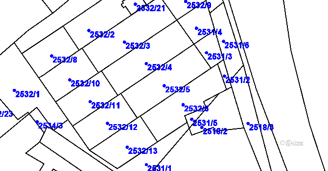 Parcela st. 2532/5 v KÚ Sviadnov, Katastrální mapa