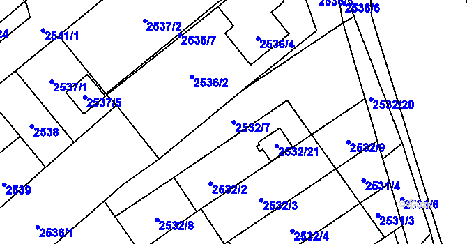 Parcela st. 2532/7 v KÚ Sviadnov, Katastrální mapa