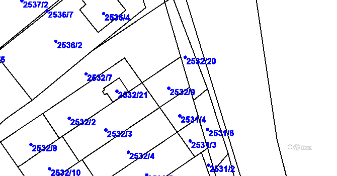 Parcela st. 2532/9 v KÚ Sviadnov, Katastrální mapa