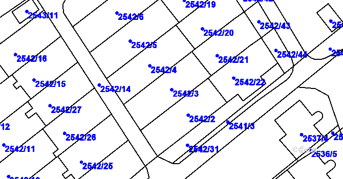 Parcela st. 2542/3 v KÚ Sviadnov, Katastrální mapa