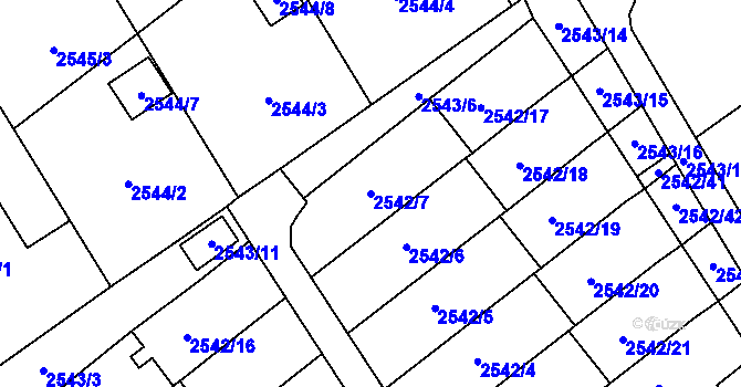 Parcela st. 2542/7 v KÚ Sviadnov, Katastrální mapa