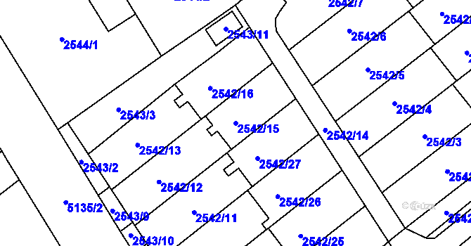 Parcela st. 2542/15 v KÚ Sviadnov, Katastrální mapa