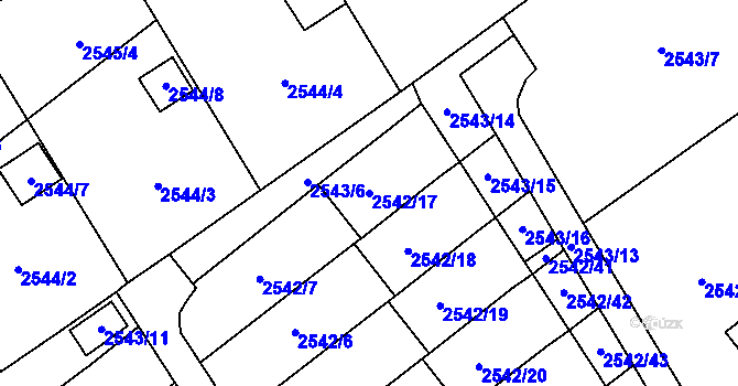 Parcela st. 2542/17 v KÚ Sviadnov, Katastrální mapa