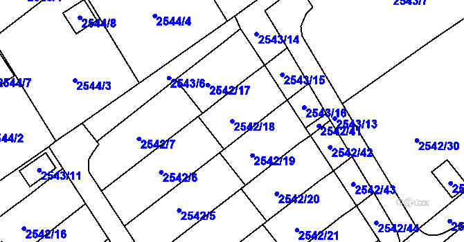 Parcela st. 2542/18 v KÚ Sviadnov, Katastrální mapa